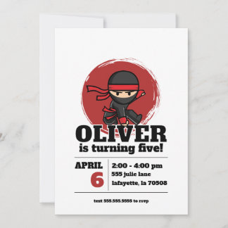 Convite Ninja Birthday Party Invitation