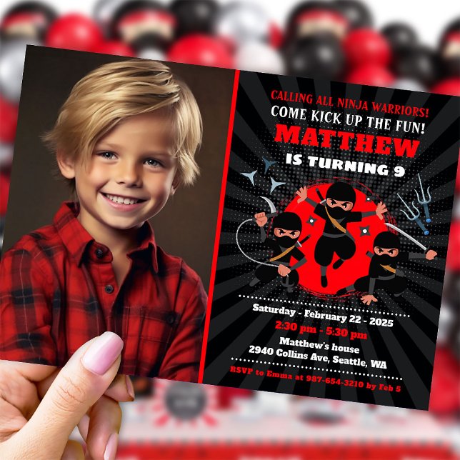 Convite Ninja, convite de aniversário Ninja (Criador carregado)