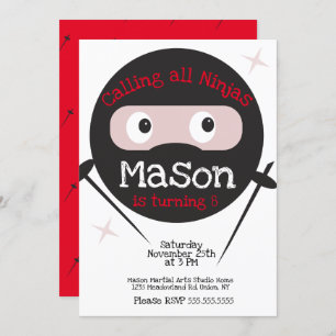 Convite Ninja Martial Arts Karate Boys Aniversário Em Qual