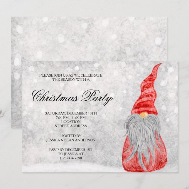 Convite Nisse de Natal Fofo (Frente/Verso)