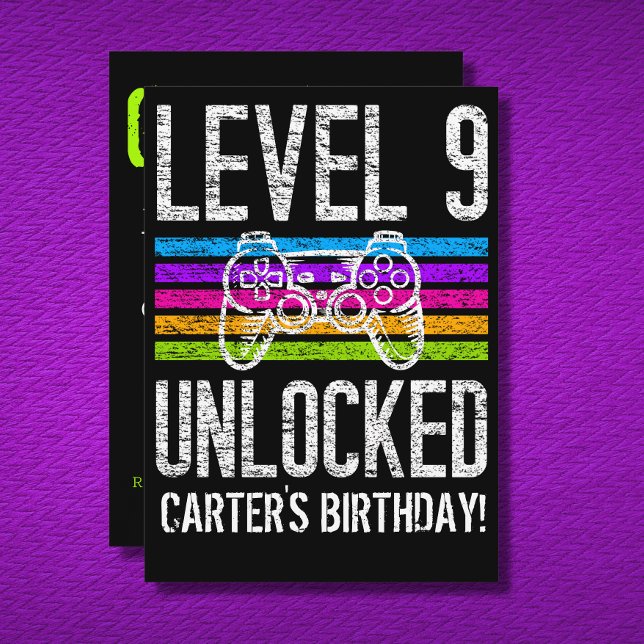 Convite Nível 9 Desbloqueado 9º Aniversário Gamer Personal (Criador carregado)