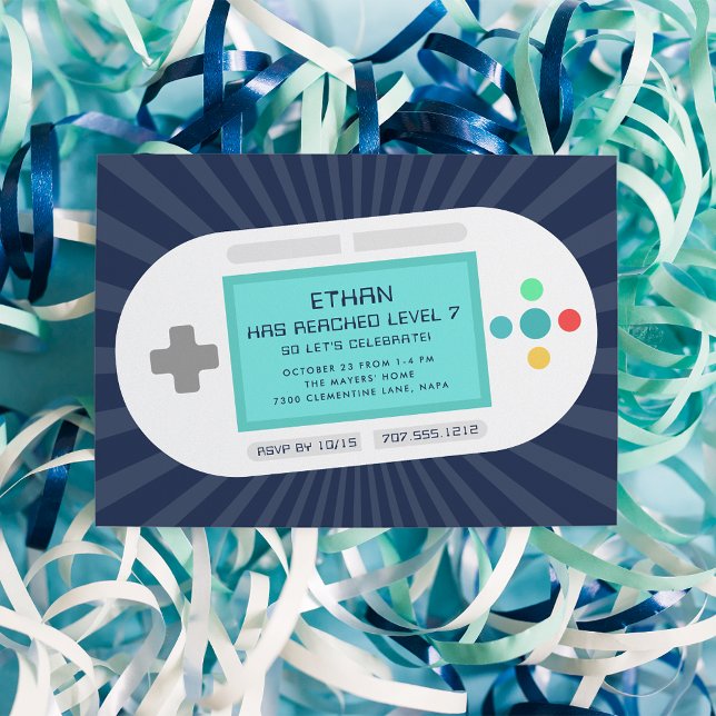 Convite Nível para cima | Festa de Aniversário de criança  (Criador carregado)