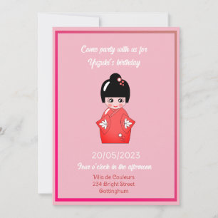 Convite No3 japonês da festa de aniversário da boneca