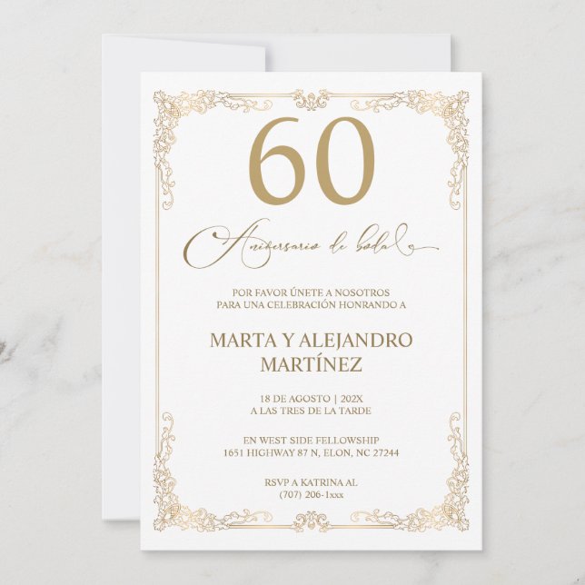 Convite No 60 Aniversario de Boda (Frente)