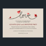 Convite No Amor Um Simples Casamento De Texto Elegante<br><div class="desc">Simples e elegante convite romântico com caligrafia manuscrita,  corações delicados e texto personalizável. Tamanho 7" x 5",  uma versão lateral. Outras combinações de cores e outras personalizações disponíveis por solicitação. © Ruxandra Proksch~Ruxique. Todos os direitos reservados.</div>