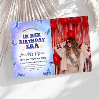 Convite No Aniversário, Borboleta, Foto De Aniversário