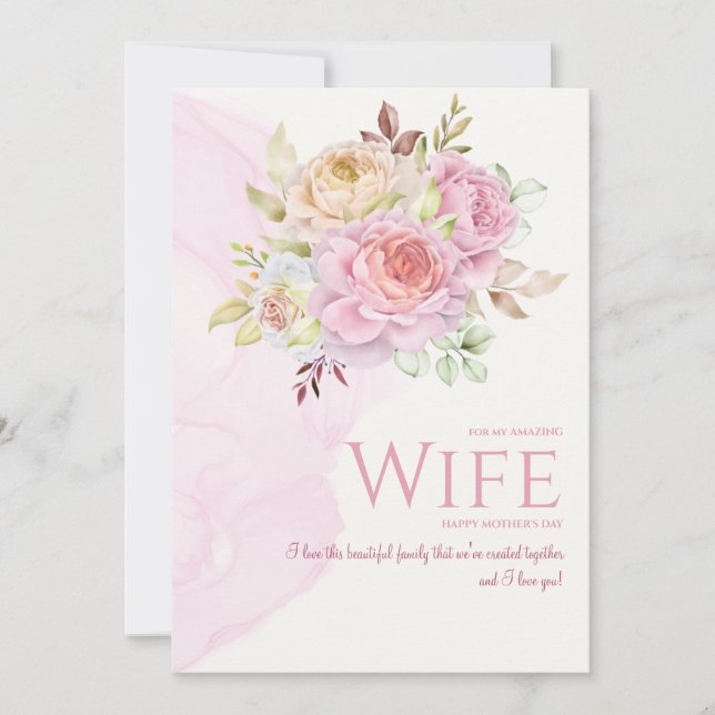 Convite No Bloom Dia de as mães Card para a esposa (Frente)