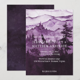 Convite No Casamento Da Cena Das Montanhas Roxo Escuras Se