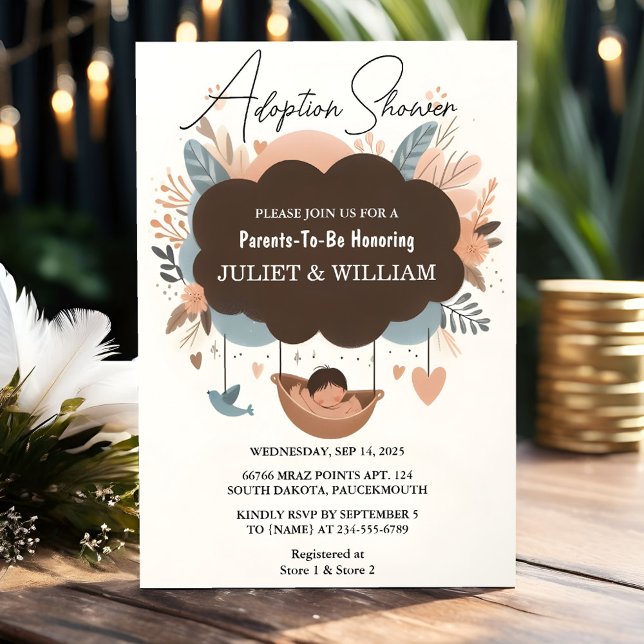 Convite No Chá de fraldas do Dia da Adoção Infantil do Fil (Criador carregado)