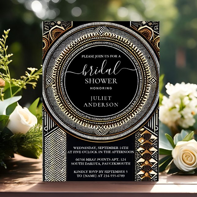 Convite No Chá de panela tradicional nigeriano marrom afri (Criador carregado)