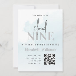 Convite No Cloud Nine Modern Chá de panela Código QR Rsvp