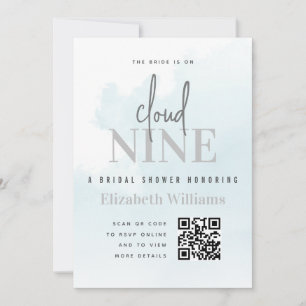 Convite No Cloud Nine Modern Chá de panela Código QR Rsvp