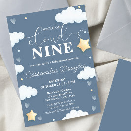 Convite No Cloud Nine Modern Dusty Blue Chá de fraldas