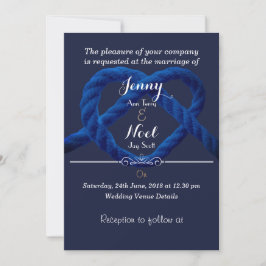 Convite Nó de Amor Azul Marinho e Branco Casamento Persona