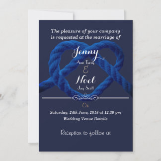 Convite Nó de Amor Azul Marinho e Branco Casamento Persona