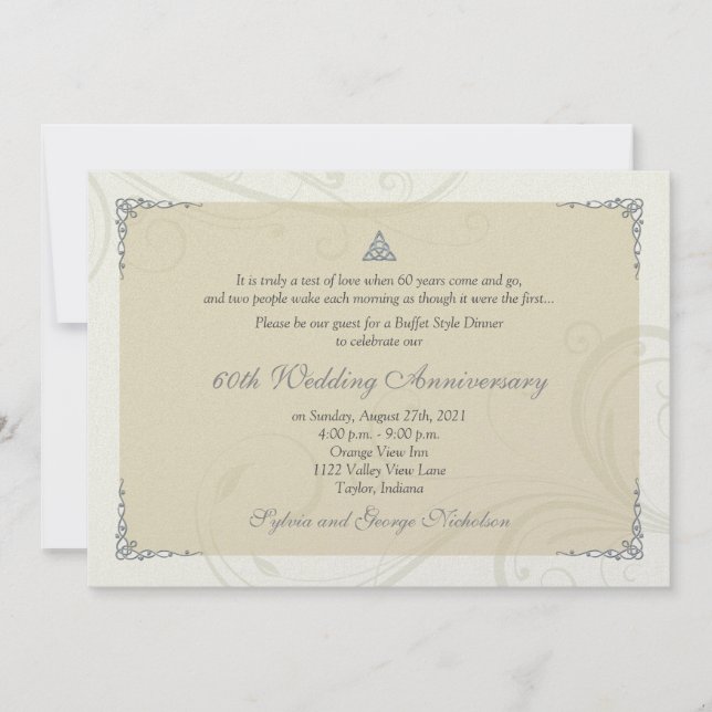 Convite Nó de Amor Celta em Diamante para Aniversário de C (Frente)