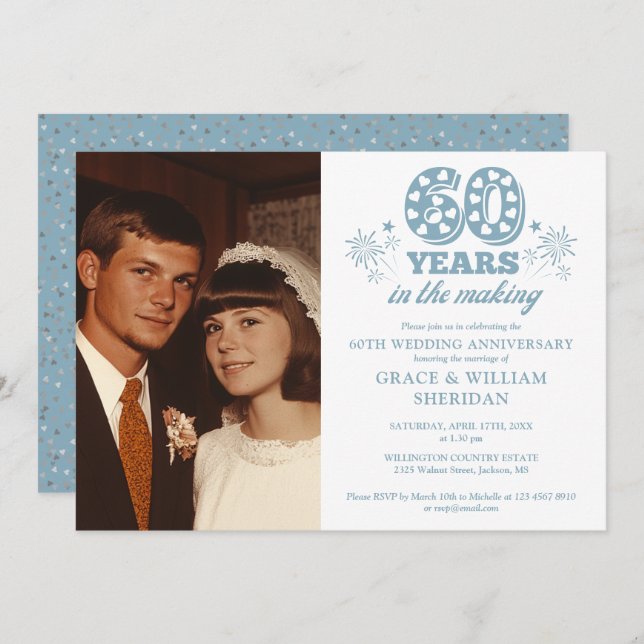 Convite No Fazer 60º aniversário de casamento Foto (Frente/Verso)