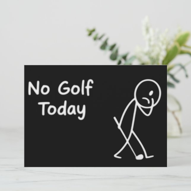 Convite No Golf Today Funny Sad Golfer Figure Humor (Em pé/Frente)