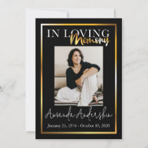 No Loving Memory Dourada Funeral Memorial Foto