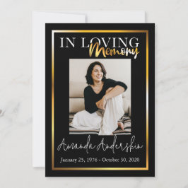 Convite No Loving Memory Dourada Funeral Memorial Foto