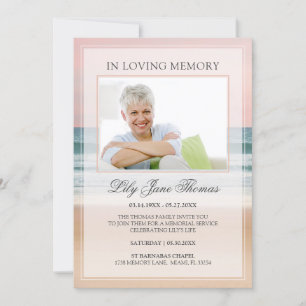 Convite No Loving Memory Elegant Ocean Funeral Photo
