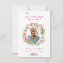 Convite No Loving Memory Floral Photo Funeral Prayer Card