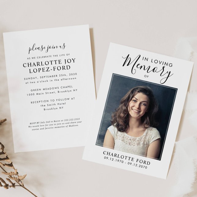 Convite No Loving Memory Photo Funeral Service Memorial (Criador carregado)