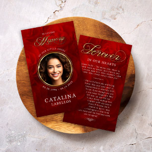 Convite No Loving Memory Rosa vermelha Obituary Prayer Car