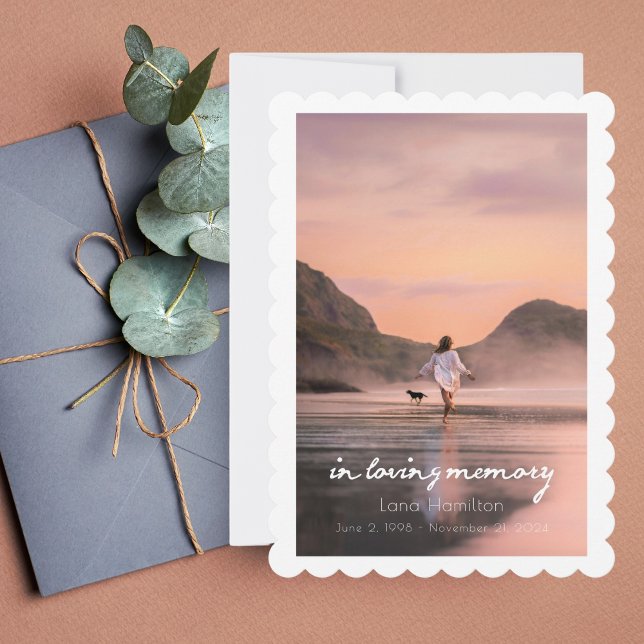 Convite No Loving Memory Script Photo Funeral Program (Criador carregado)