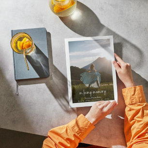 Convite No Loving Memory Script Photo Funeral Program