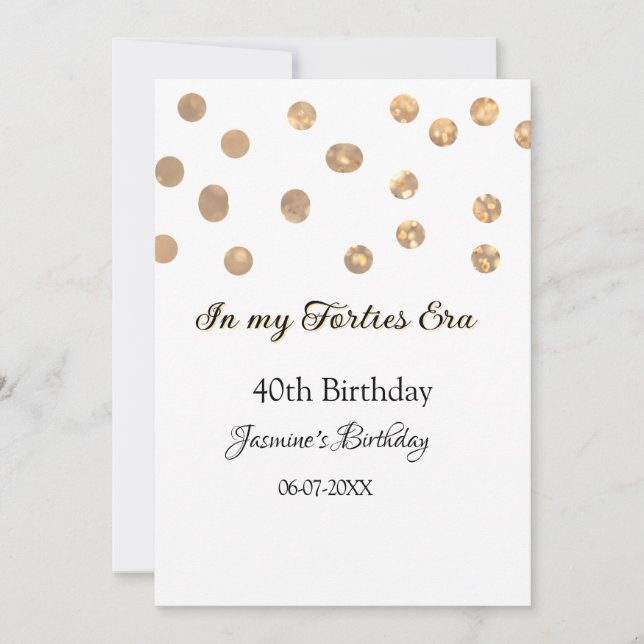 Convite No meu aniversário de 40, ouro pontos feliz (Frente)