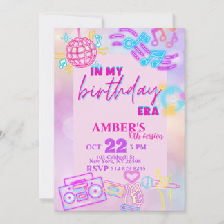 Convite No meu aniversário, Era rosa, roxa, Neon Birthday