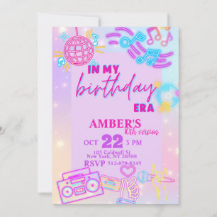 Convite No meu aniversário, Era rosa, roxa, Neon Birthday