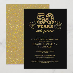 Convite No Ouro Eterno Preto 50 Anos de Casamento