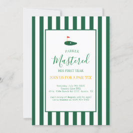 Convite No Primeiro Ano, Um Buraco Em Um Aniversário Verde