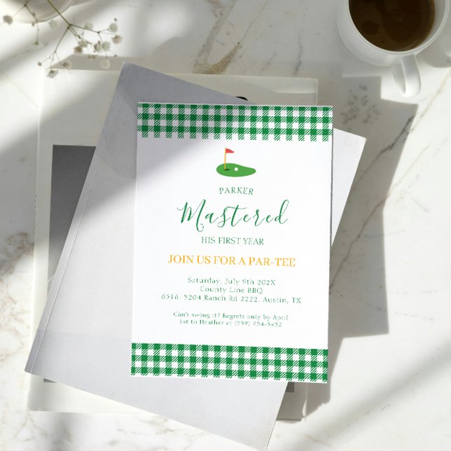 Convite No Primeiro Ano, Um Buraco Em Um Aniversário Verde (Criador carregado)