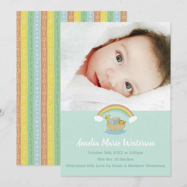 Convite Noah's Ark Boho Baby Shower (Frente/Verso)