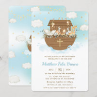 Noah's Ark Cute Animal Boy Baptism Christening