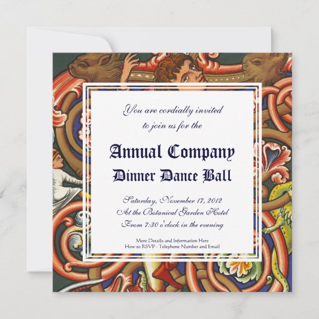 Convite Noblman Elegante Dançante Medieval Manuscrito (Frente)