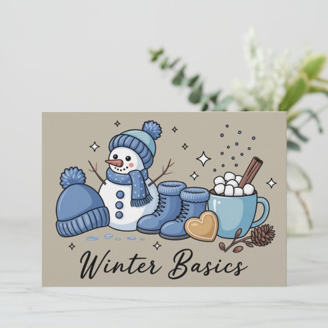 Convite Noções Básicas de Inverno Boneco de Neve Natal Tem (Em pé/Frente)