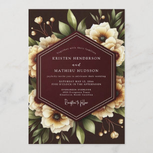 Convite Nocturno Borgonha Flor de Casamento