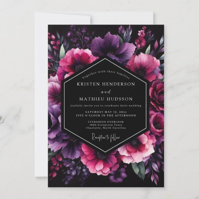 Convite Nocturno de Ameixas Florada Casamento (Frente)