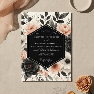 Convite Nocturno de Casamento Peach Bloom