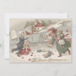 Convite Noel Claus Voando Brinquedos Árvores de Natal