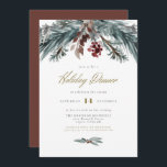 Convite NOEL — Janto Rustic Christmas Pine Winter Holiday<br><div class="desc">Este convite de janto de feriados apresenta pinos de aquarela e uma fonte elegante de ouro. Este convite é perfeito para o seu inverno ou evento temático de Natal. Par com qualquer coisa na coleção NOEL para um olhar coeso.</div>