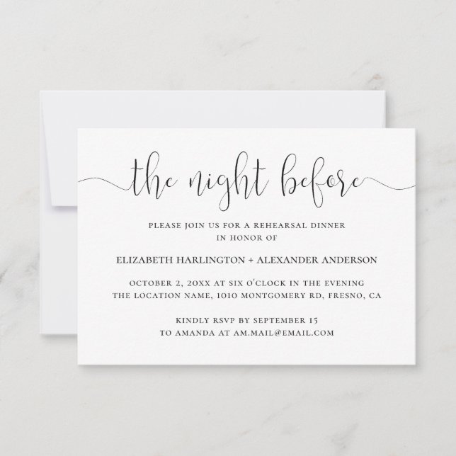Convite Noite antes. Janto de ensaio a preto e branco (Frente)