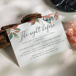 Convite Noite antes. Janto de ensaio floral de mirtilo