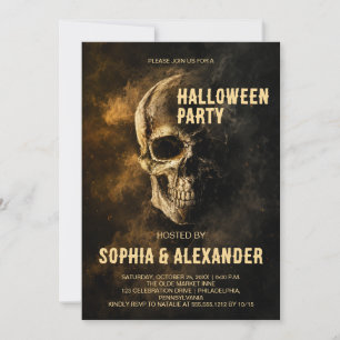 Convite Noite Assustadora de Halloween com Caveira Assusta