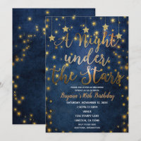 Noite Azul e Dourada sob o Céu Celestial Estrelado