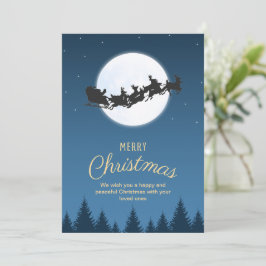 Convite Noite Azul Simples Papai Noel Sled Feliz Natal